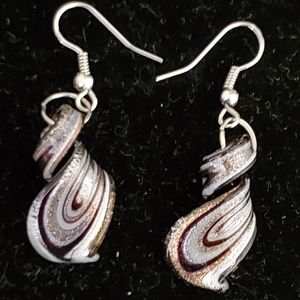 Earrings with black swirled resin abstract design